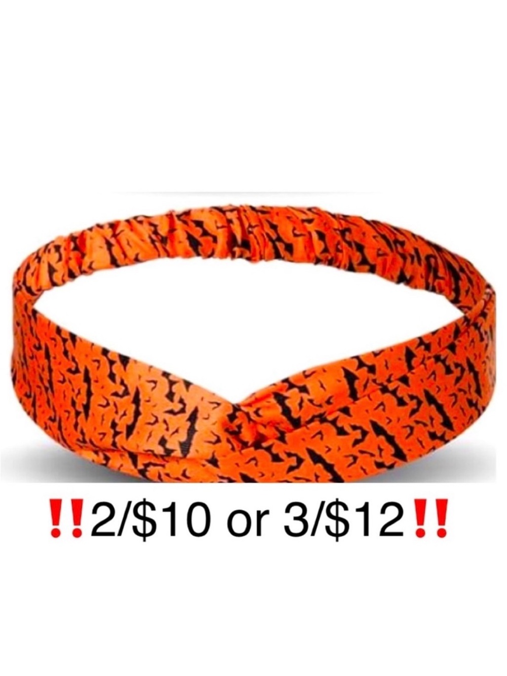 Halloween Bat Headband Orange and Black Bat Pattern Twist Front Elastic Headband